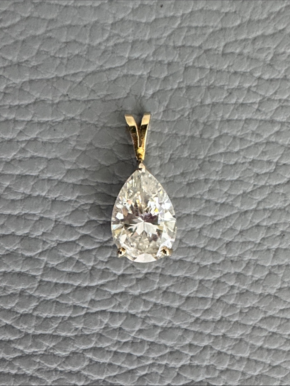 14K YELLOW GOLD CUBIC ZIRCONIA TEARDROP PENDANT CHARM